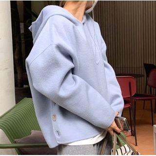 Buttoned Hoodie Light Blue - One Size