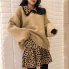 V-neck Sweater / Leopard Print Dress