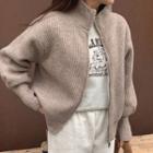 Fleece-lined Knit Zip Cardigan
