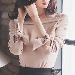 Bow-cuff Off-shoulder Top