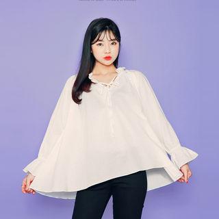 Tie-front A-line Cotton Top
