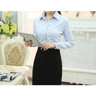 Set: Long-sleeve Blouse + Pencil Skirt