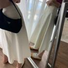 High-waist Denim A-line Midi Skirt