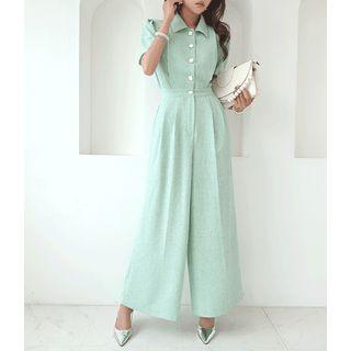 Shirtwaist Wide-leg Jumpsuit