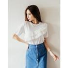 Round-neck Pleated-detail Top