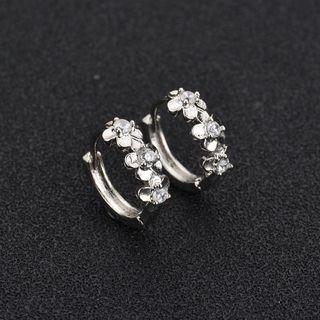 Alloy Flower Hoop Earring 1 Pair - Silver - One Size
