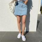 Frayed Denim Miniskirt