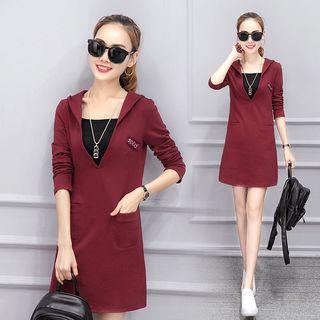 Hooded Deep V-neck Sheath Dress