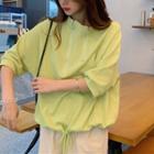 Balloon-sleeve Half-zip Pullover