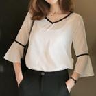 V-neck Ruffle-sleeve Top