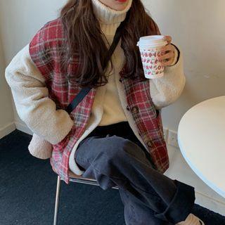 Fleece Button-up Jacket / Plaid Vest
