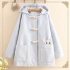 Rabbit Embroidered Fleece Lined Toggle Coat