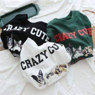 Lettering Animal Print T-shirt