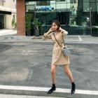 Long-sleeve Shift Dress With Sash