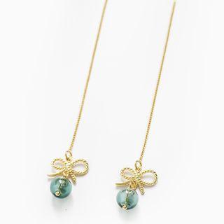 Alloy Bow Glass Bead Dangle Earring