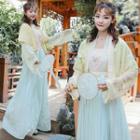 Embroidered Hanfu Blouse / Open Front Light Jacket / Camisole Top / Maxi Skirt