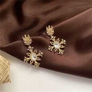 Rhinestone Cross Dangle Earring 1 Pair - Stud Earring - As Shown In Figure - One Size
