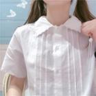 Short-sleeve Pintuck Shirt White - One Size