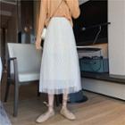 High-waist Mesh Midi Skirt