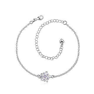 Fashion Classic Flower Purple Cubic Zircon Anklet Silver - One Size