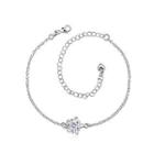 Fashion Classic Flower Purple Cubic Zircon Anklet Silver - One Size