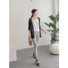 V-neck 3/4-sleeve Sheer Cardigan