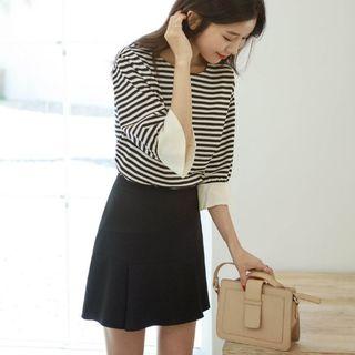 Zip-closure Pleats Mini Skort