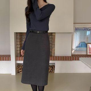 H-line Midi Skirt With Belt