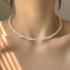 Twisted Faux Pearl Choker 1pc - White & Gold - One Size
