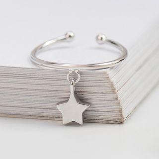 925 Sterling Silver Star Dangling Open Ring Silver - One Size