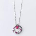 S925 Sterling Silver Ring Rhinestone Pendant Necklace