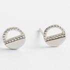925 Sterling Silver Round Ear Stud 925 Silver - White Gold - One Size