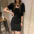 Set: Short-sleeve Jacket + Mini Sheath Tank Dress