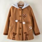 Embroidered Fleece Hooded Coat