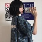 Short-sleeve Paisley Print Denim Blouse