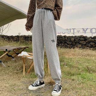 Drawstring Letter Print Sports Pants