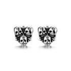 Fashion Personality Ancient Mayan Skull 316l Stainless Steel Stud Earrings Silver - One Size