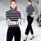 Set: Turtleneck Sweater + Velvet Straight Fit Pants
