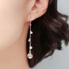 925 Sterling Silver Faux Crystal Dangle Earring 1 Pair - Silver - One Size