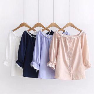 Frill Trim 3/4 Sleeve Blouse