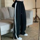Two Tone Wide Leg Sweatpants Black - One Size