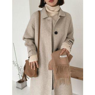 Flap-pocket Wool Long Coat
