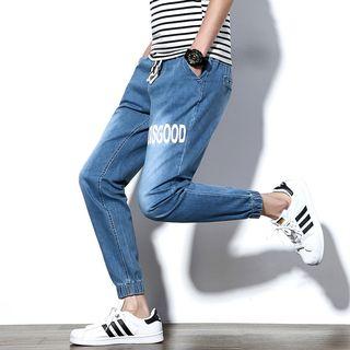 Lettering Washed Jeans