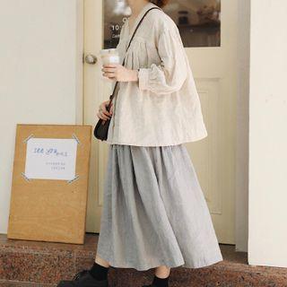 Floral Print Maxi Skirt Light Blue - One Size