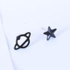 Asymmetrical Star Stud Earring 1 Pair - Black - One Size