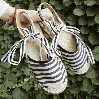 Striped Lace Up Sandals