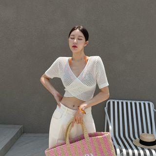 Criss-cross Net-knit Top