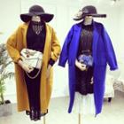 Plain Open-front Long Knit Jacket