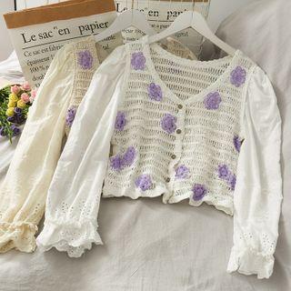 Button-down Open-knit Top