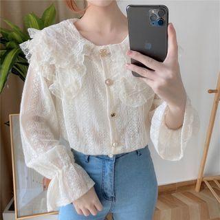 Layered Peter Pan Collar Lace Shirt